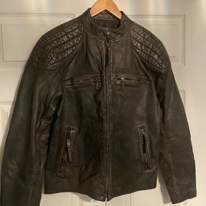 Men’s Polo moto style soft leather jacket